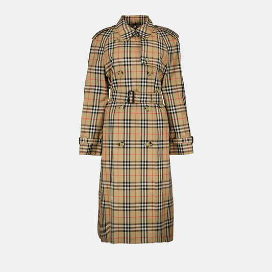 Checked trench coat