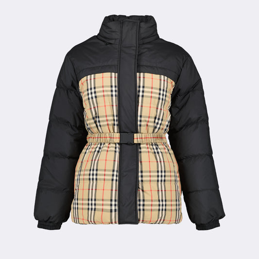 Reversible checked down jacket