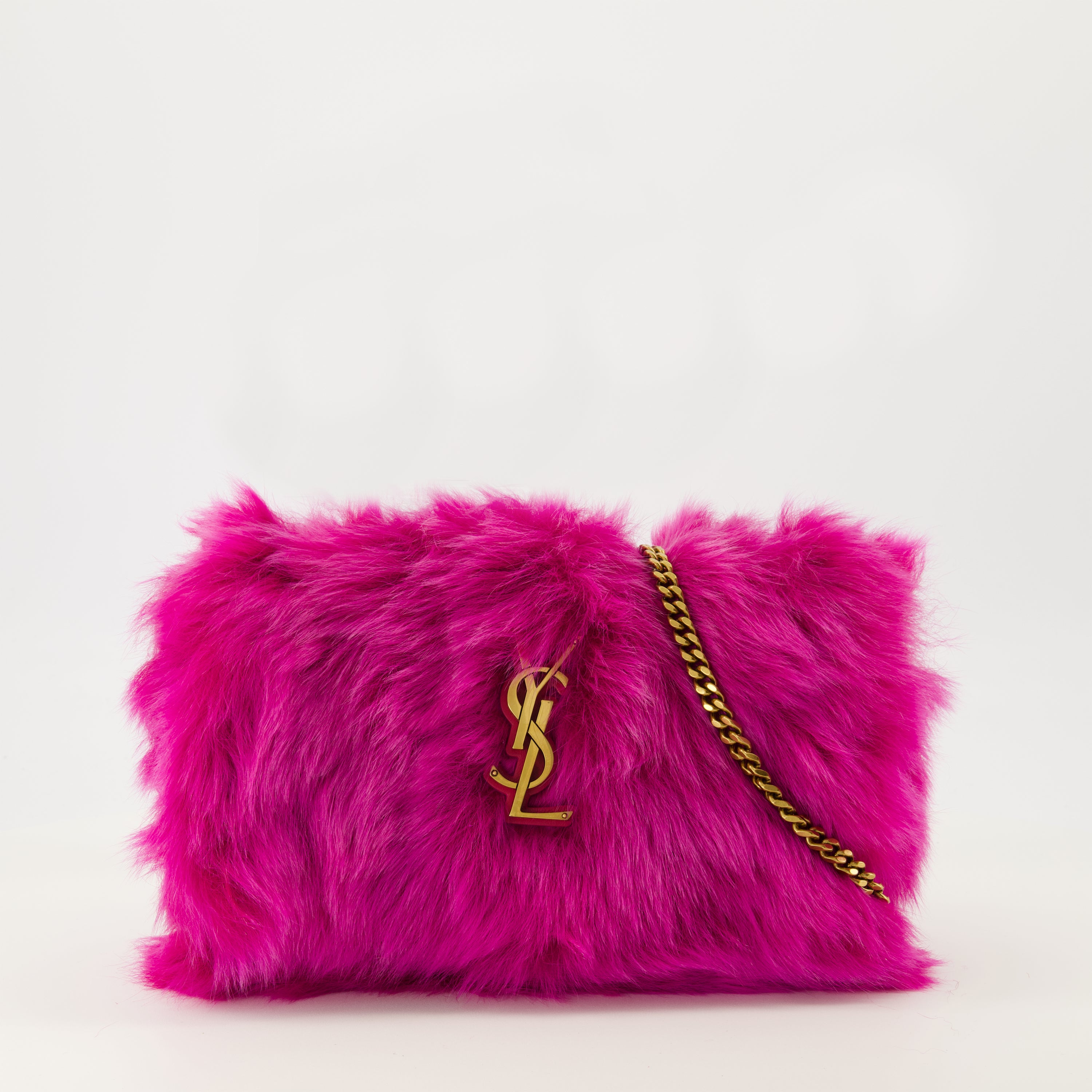 Sac à Main De Soirée Italien PULICATI - Cuir Rose Cristal Avec Fourrure Véritable - Neuf Avec Étiquettes - Prix Conseillé 95€