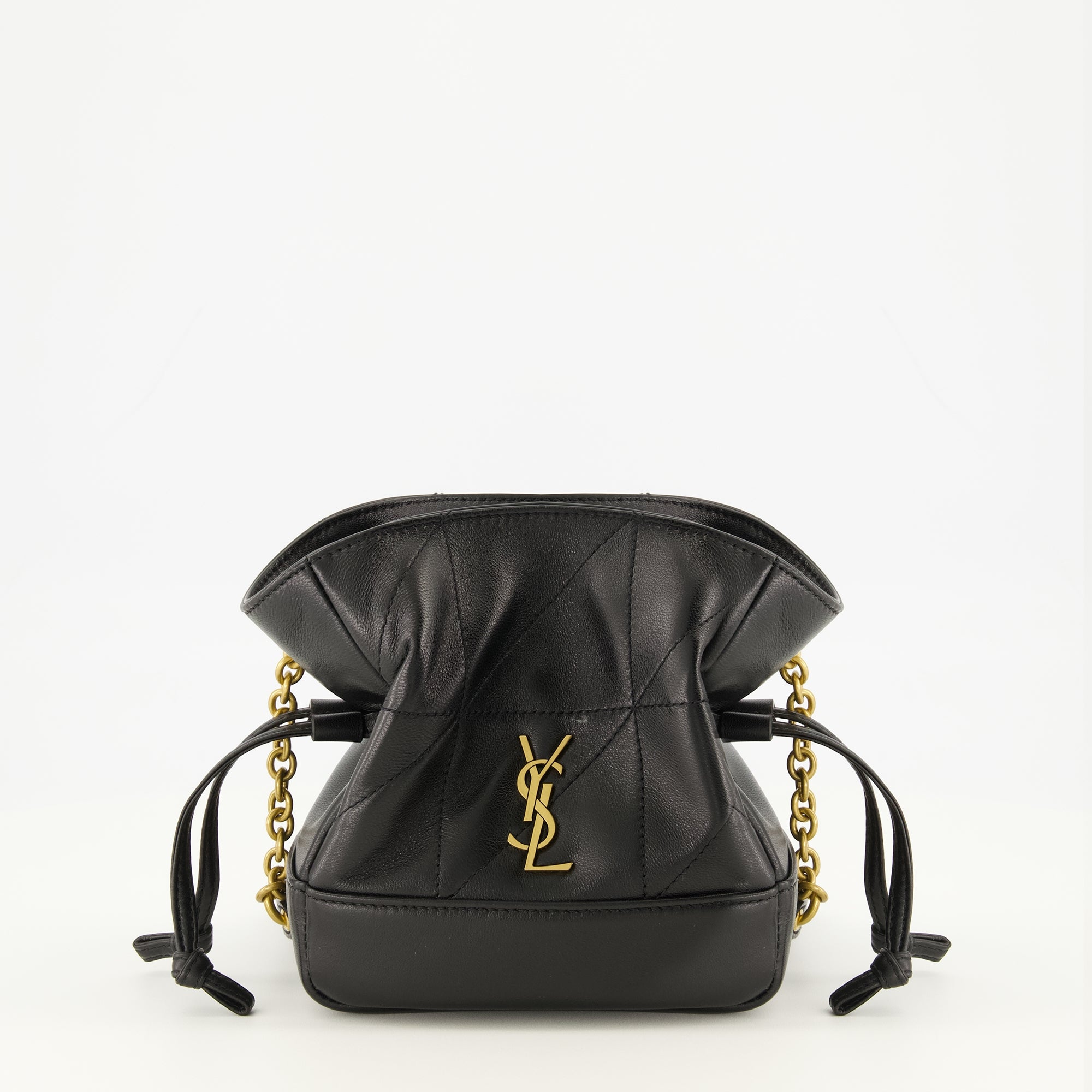 Yves Saint Laurent New Black and Gold Women\'s JAMIE LEATHER BACKPACK Saint Laurent Black Quilted Leather Handbag With Gold Chain main image 2