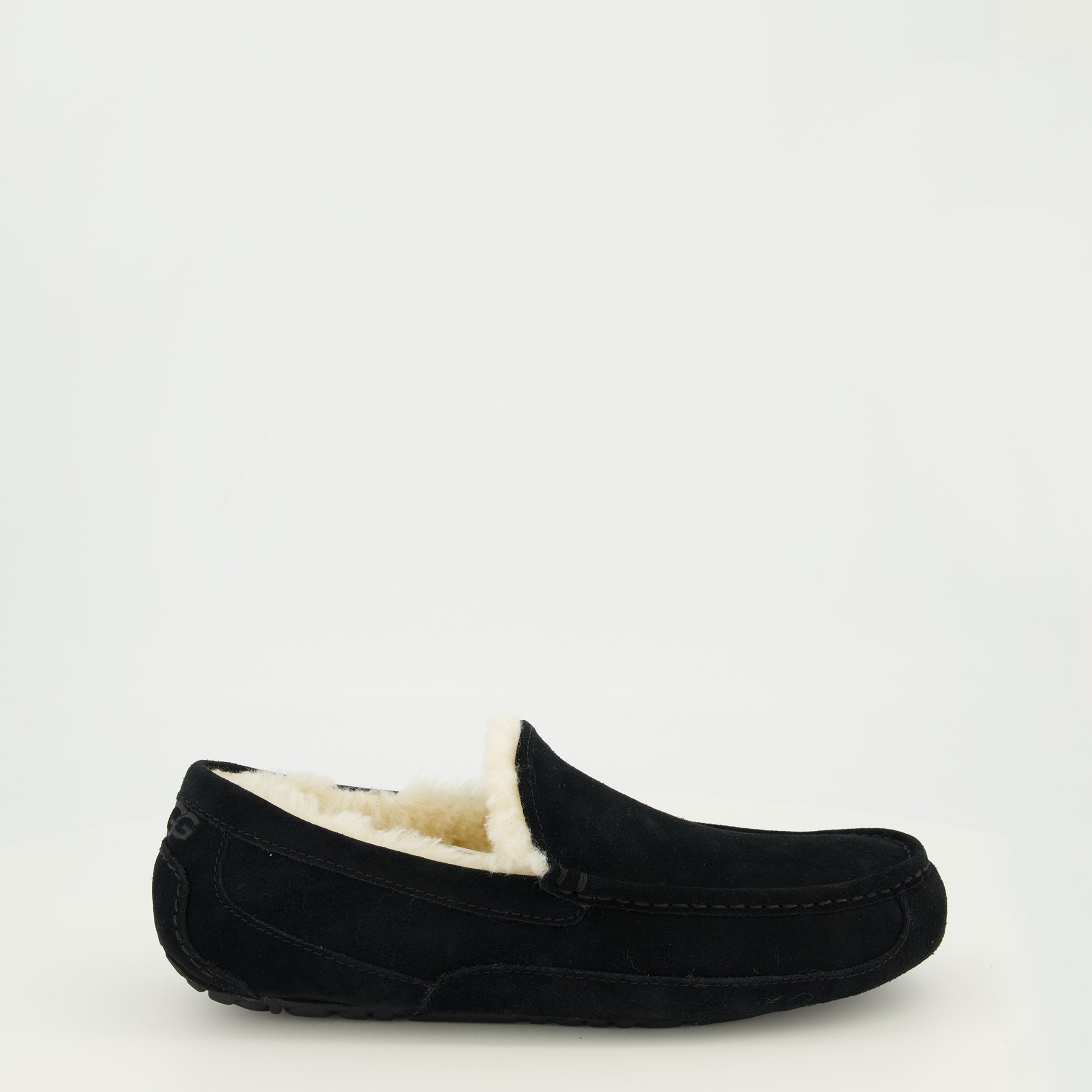 UGG Mens Ascot Black Suede Moccasin Slippers Size 12 Ugg Ascot Moc Toe Blue Suede Sheepskin Mens Size 11 Slip On  main image 3