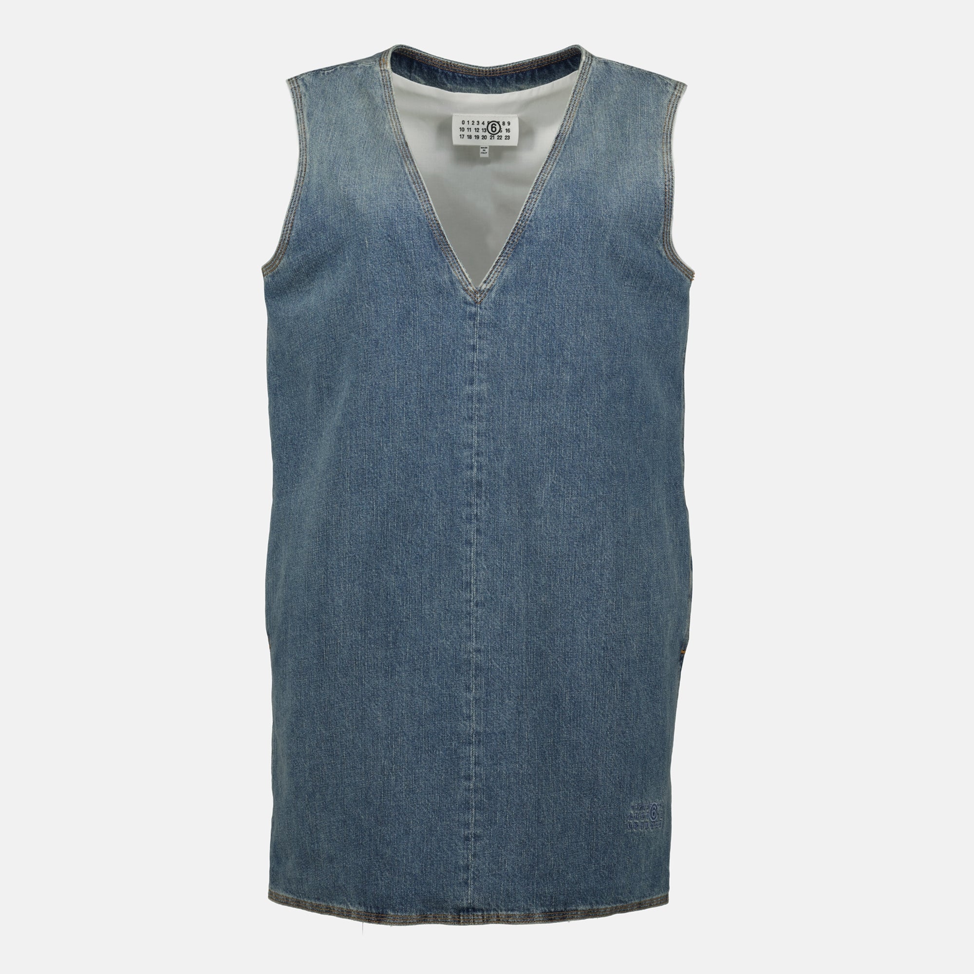 mm6 denim dress MM6 Maison Margiela Blue Distressed Denim Maxi Dress