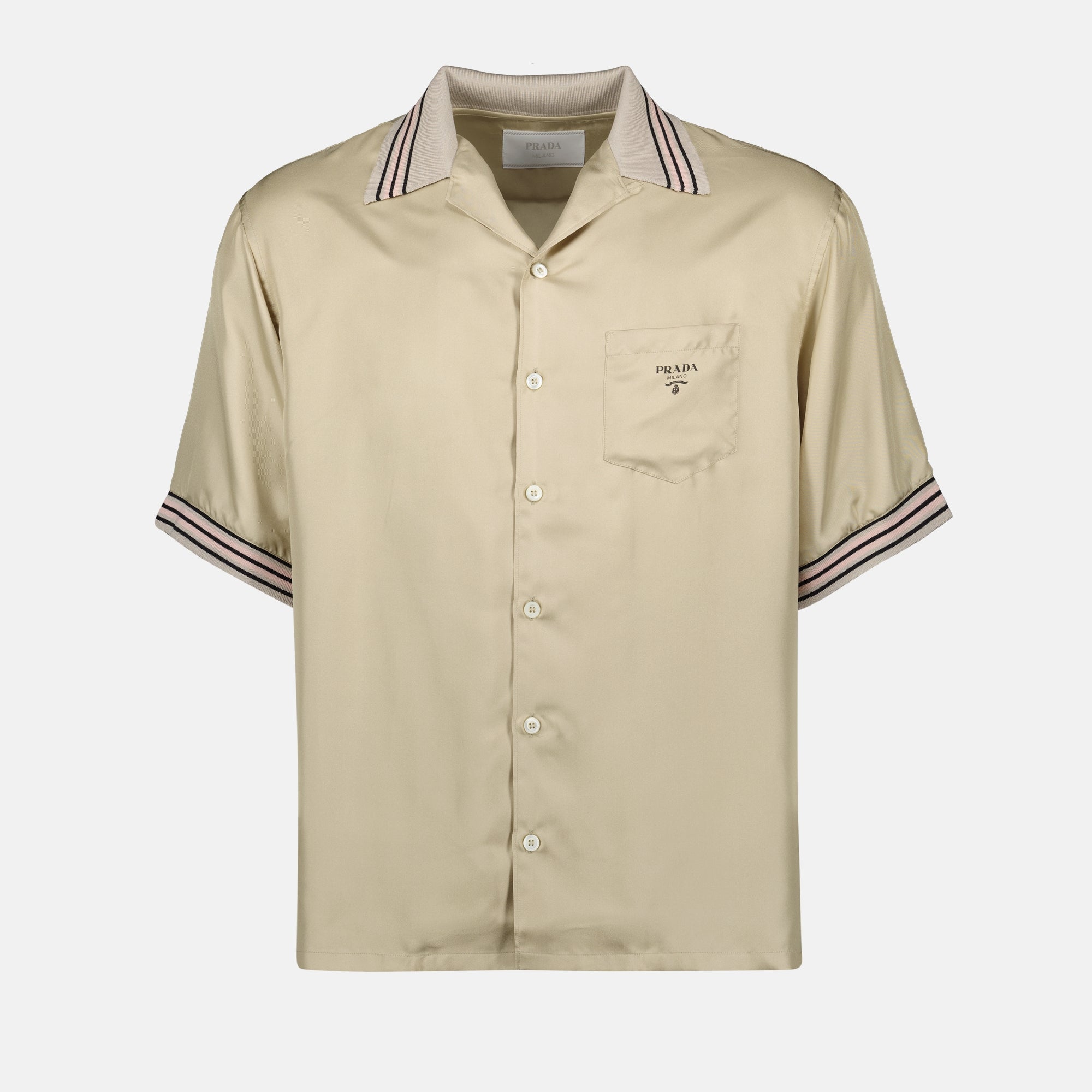 prada dress shirt men Prada Blue Cotton Logo Pocket Detail Button Front Shirt L Prada