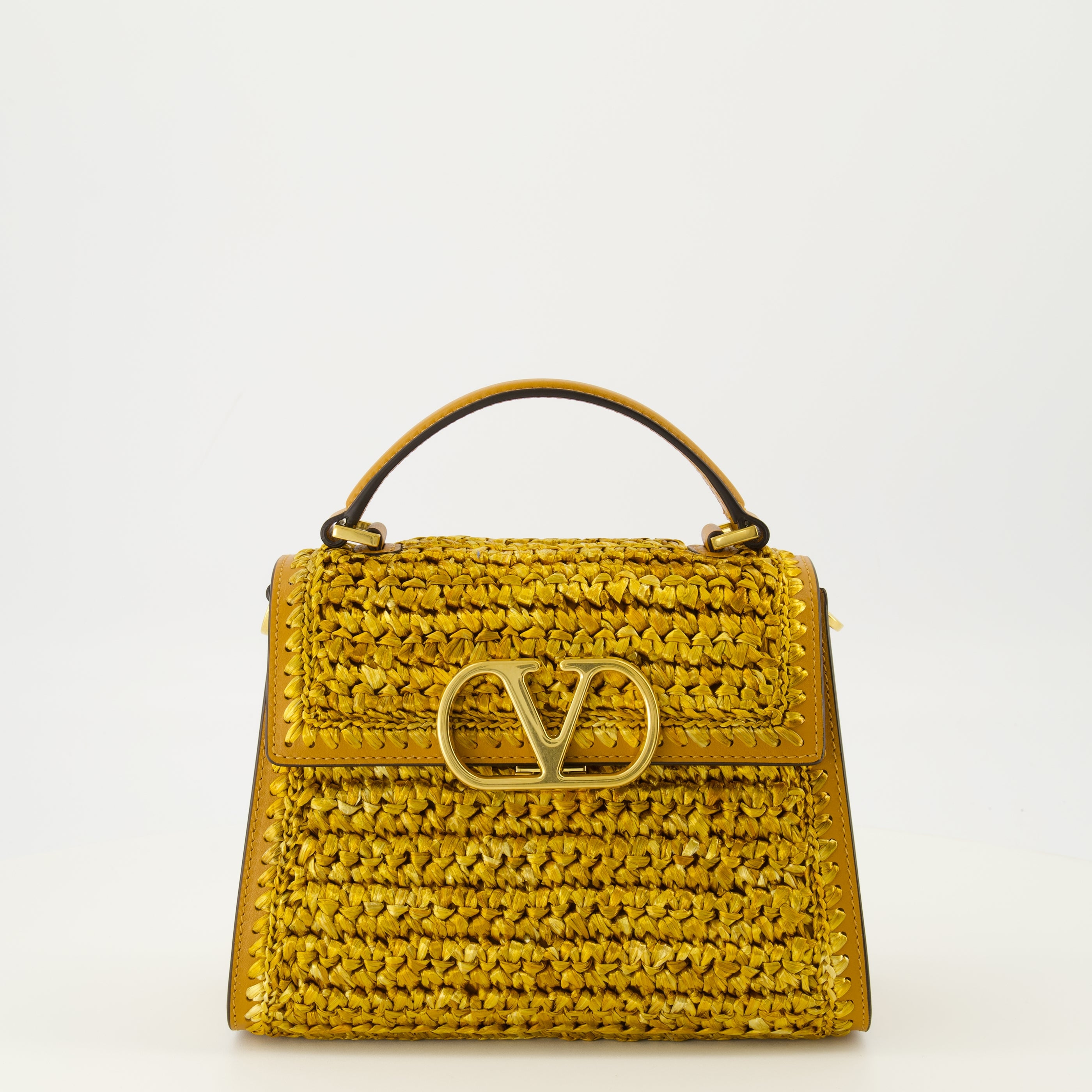 Mini VSling Bag in Golden Raffia Effect Fabric – myCompañero