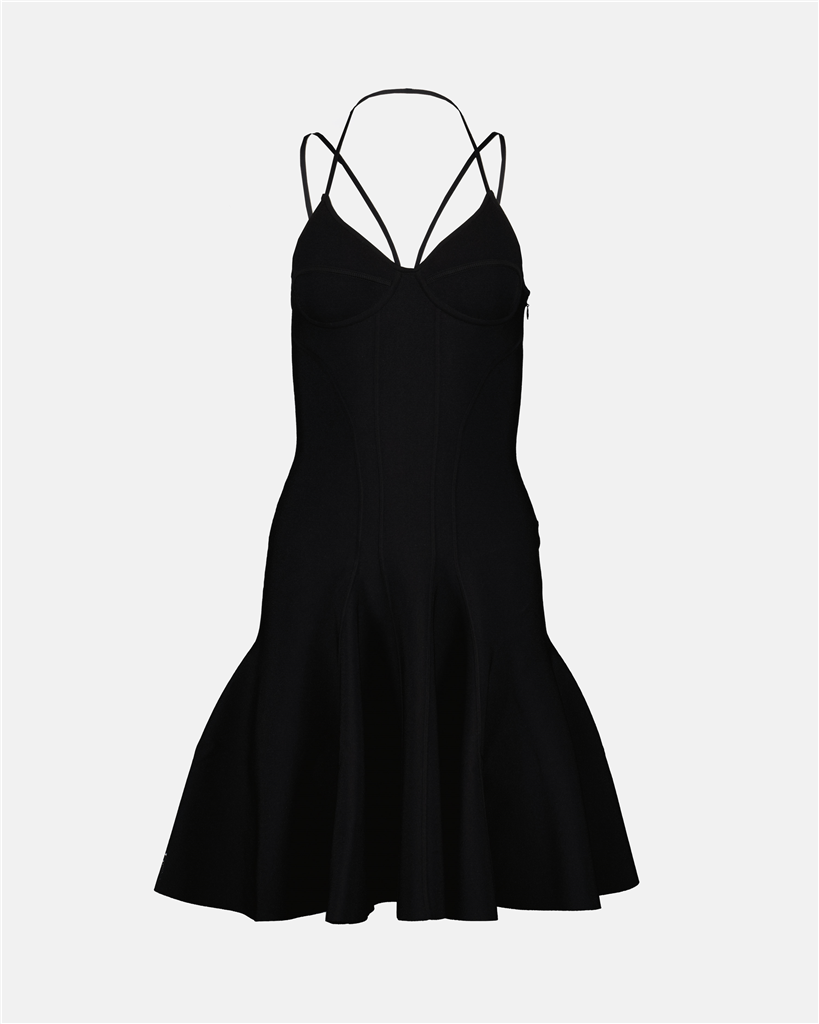 alexander mcqueen skater dress Alexander McQueen Knit Colorblock Modern Asymmetrical Skater Dress Size M NWT