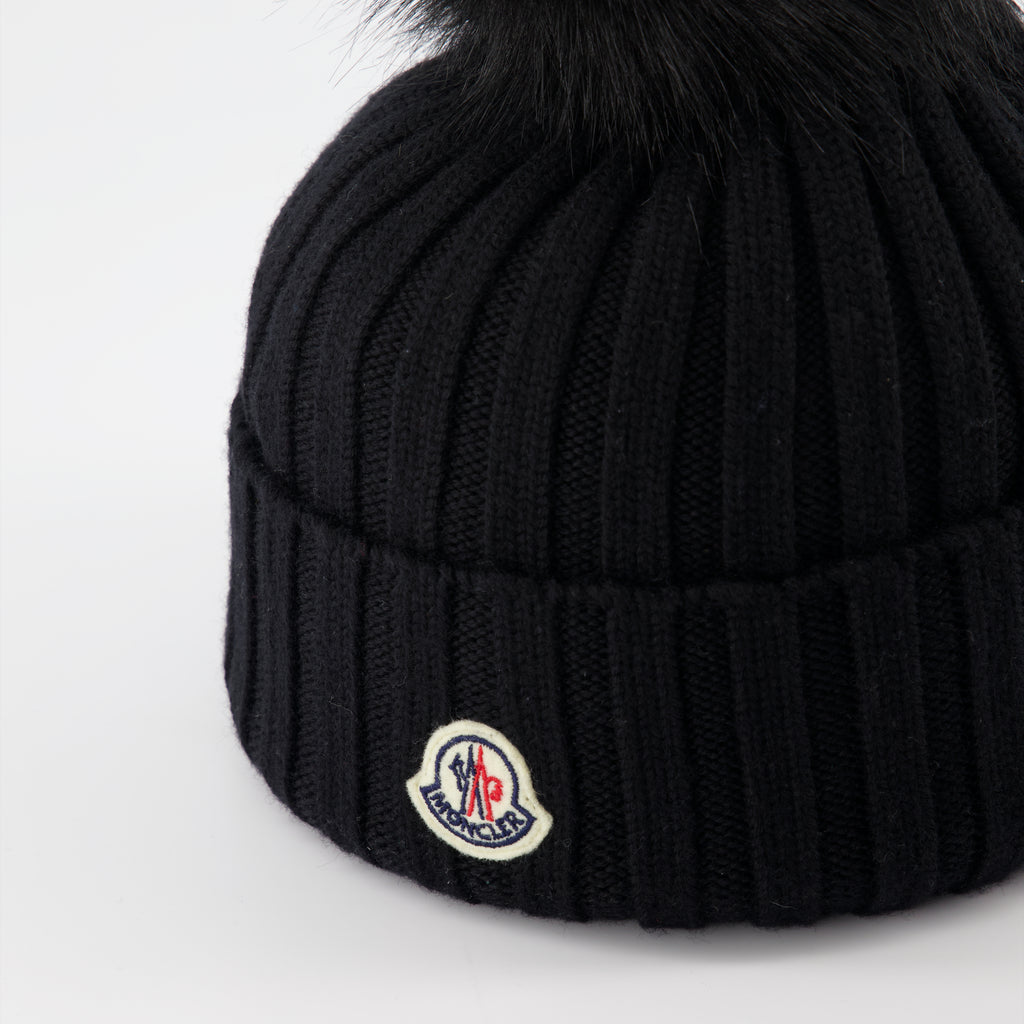 Chapeaux, casquettes et bonnets Bonnet à pompon Moncler Noir Femme