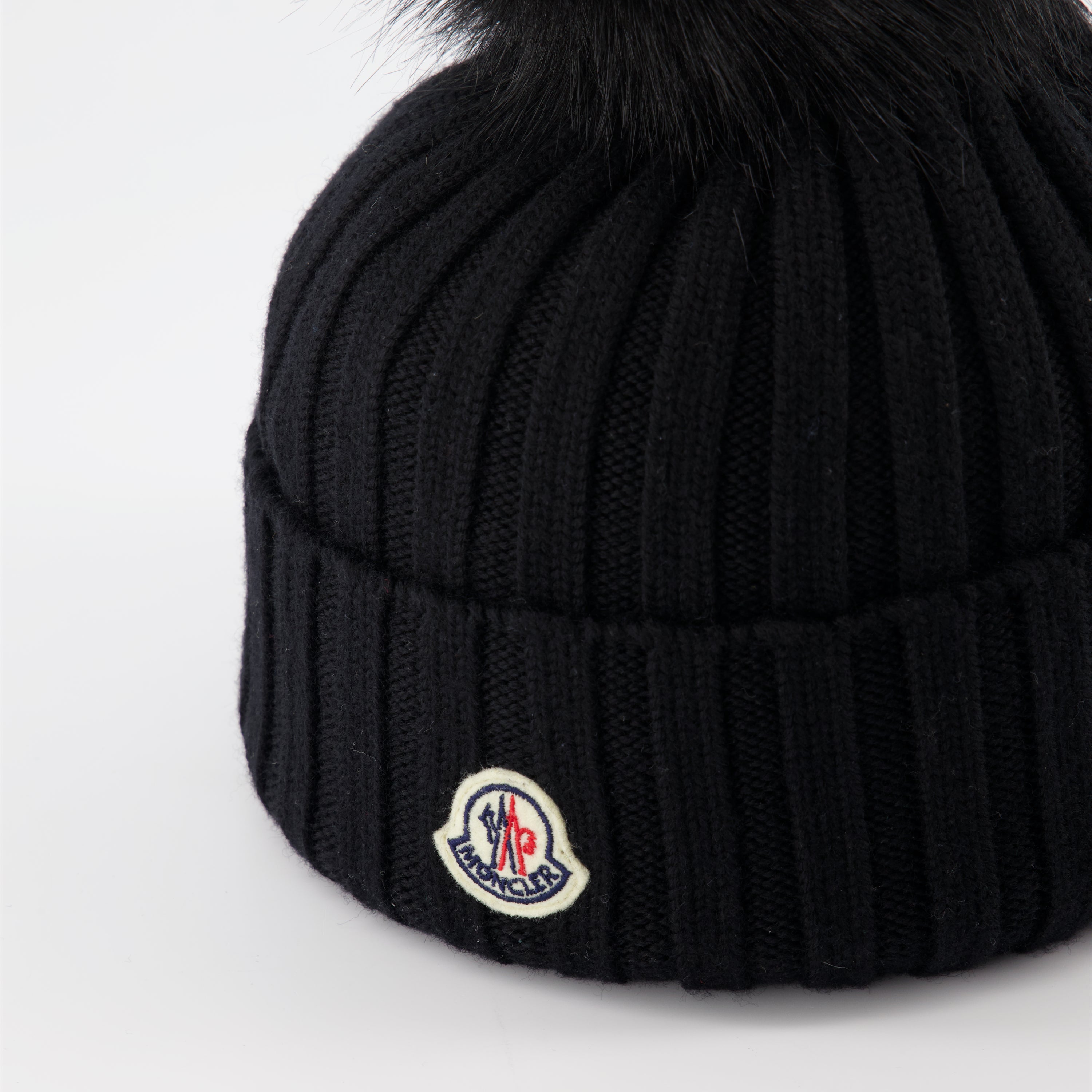 Chapeaux, casquettes et bonnets Bonnet à pompon Moncler Noir Femme