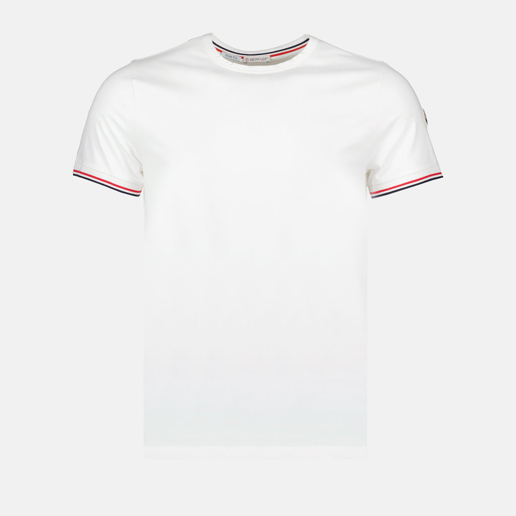 T-shirt T-shirt à logo et liseré Moncler Bianco Homme
