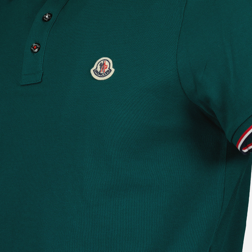 Polos Polo à logo et liseré Moncler Vert Homme