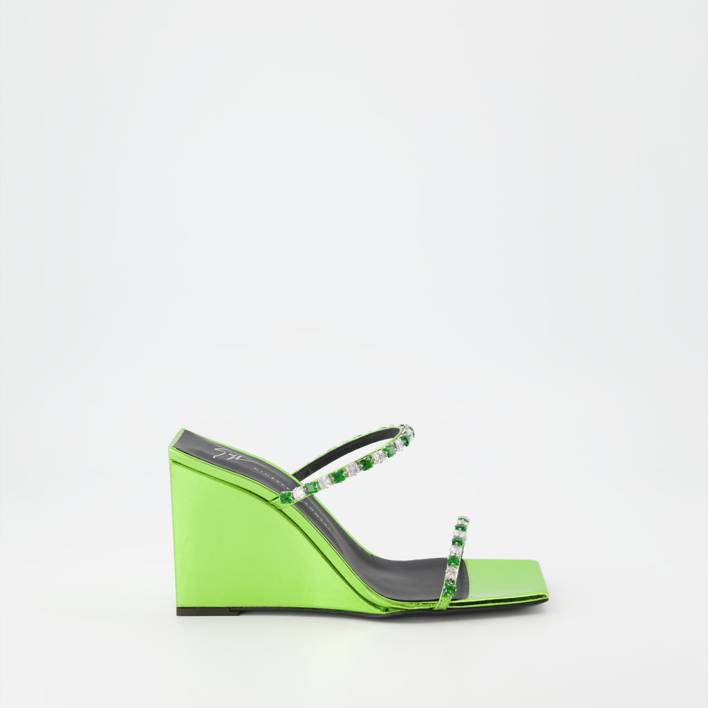 オープントゥシューズ シャングアイ ウェッジ ミュール Giuseppe Zanotti 緑 女性