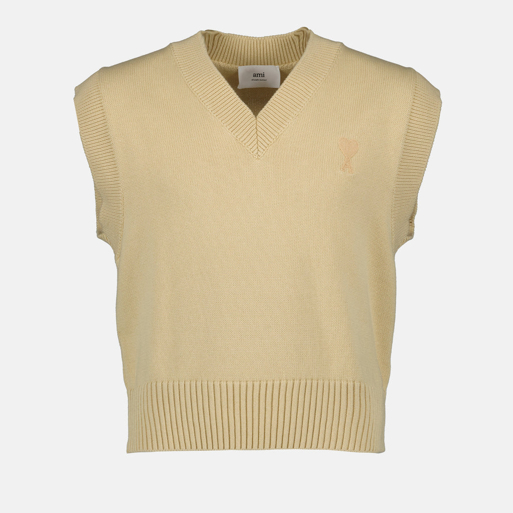 Maille Pull Ami de Coeur Ami PARIS Beige Unisexe