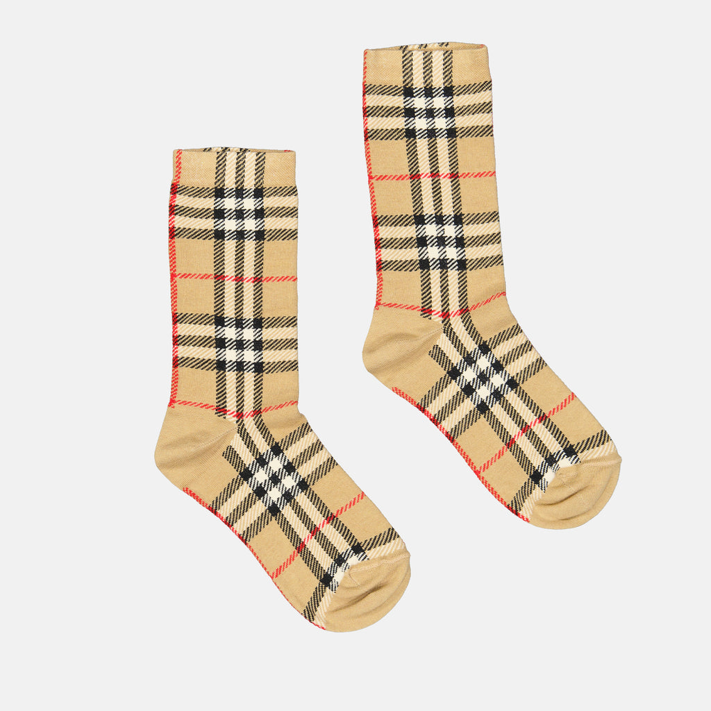 Sous-vêtements et homewear Chaussettes à carreaux Burberry Beige Unisexe