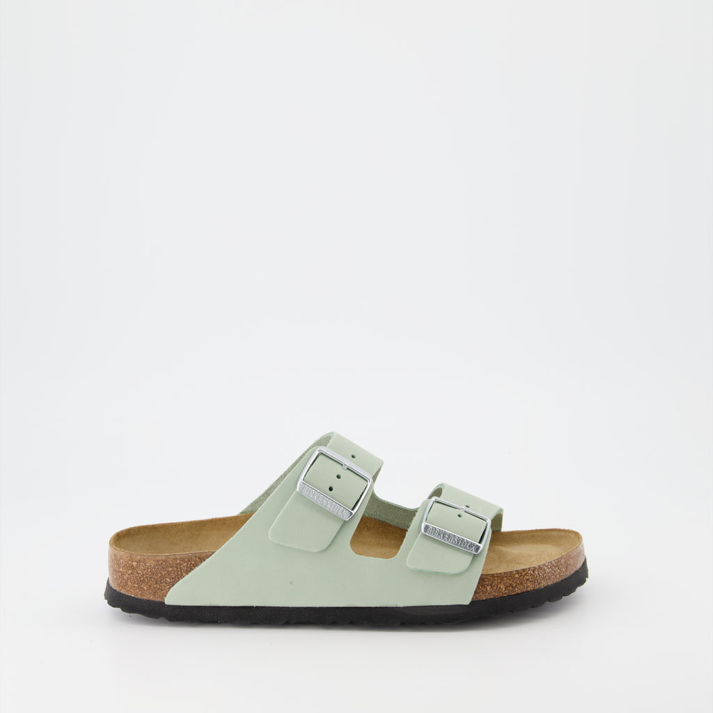 Chaussures ouvertes Claquettes Arizona Birkenstock Vert Femme
