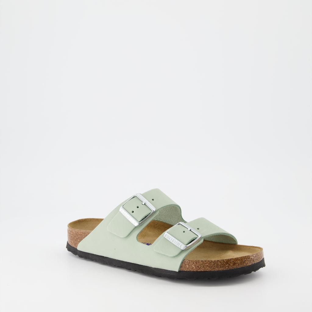 Chaussures ouvertes Claquettes Arizona Birkenstock Vert Femme