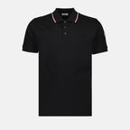 Polo shirts Polo shirt with logo and piping Moncler Black Man