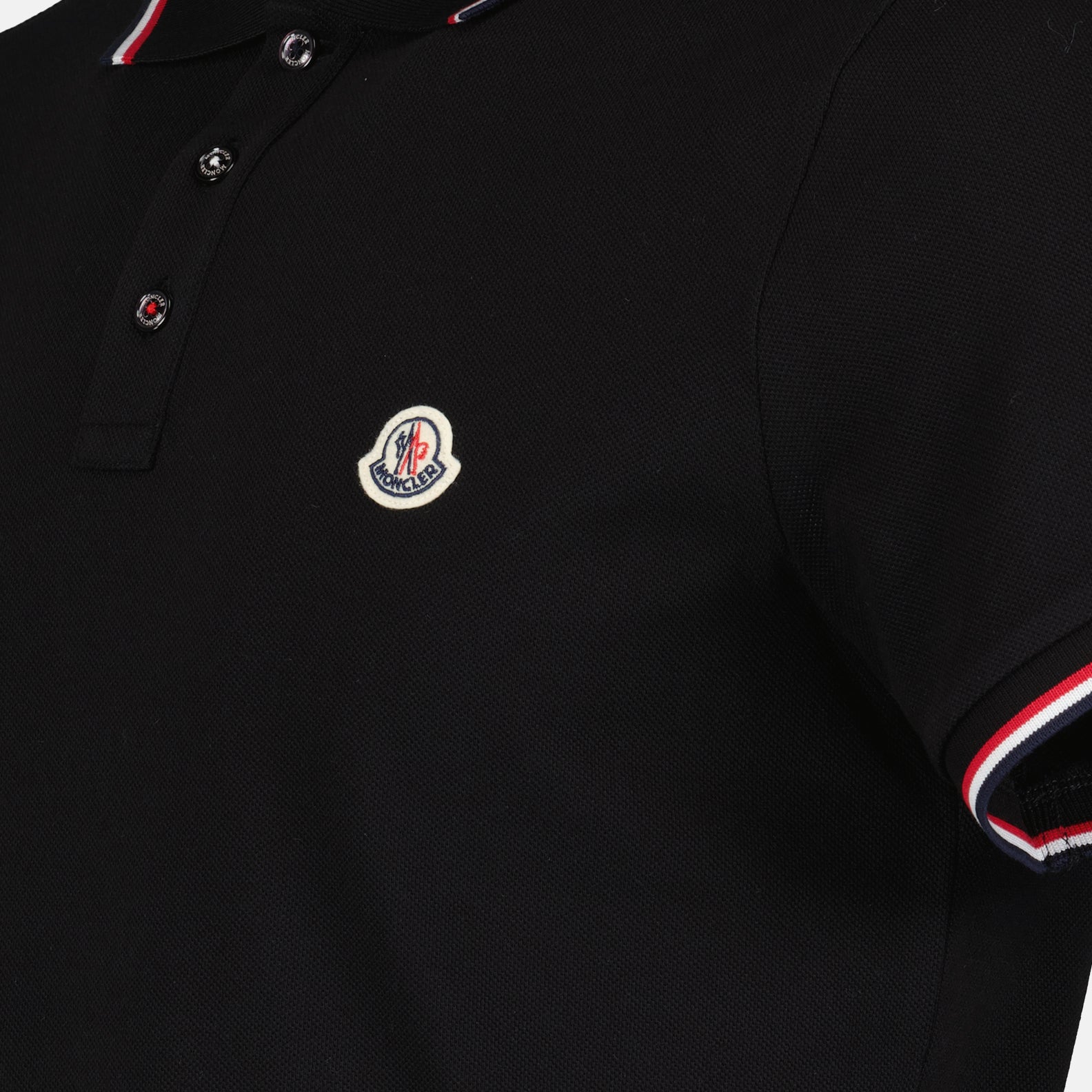 Polos Polo à logo et liseré Moncler Noir Homme