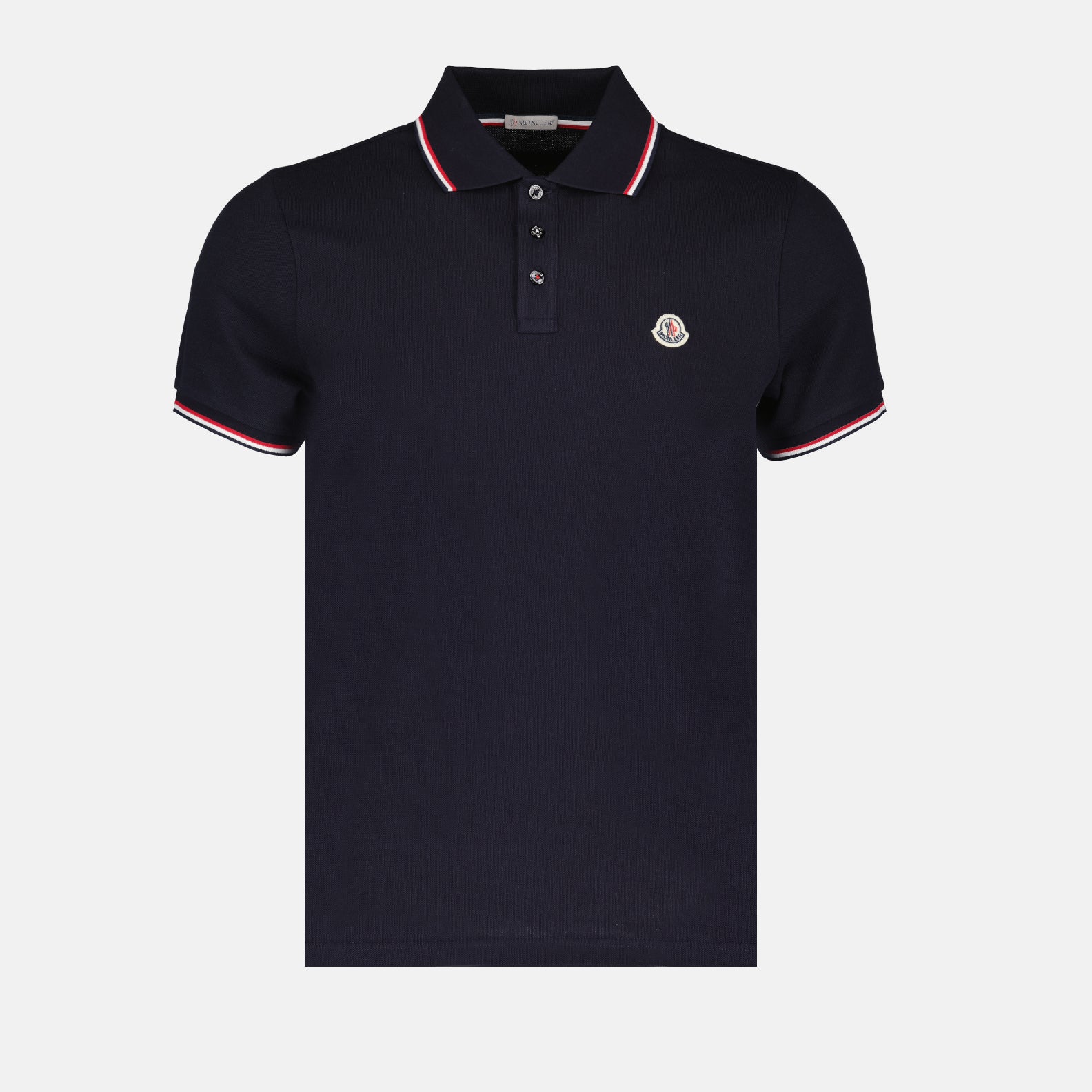 Polos Polo à logo et liseré Moncler Bleu foncé Homme