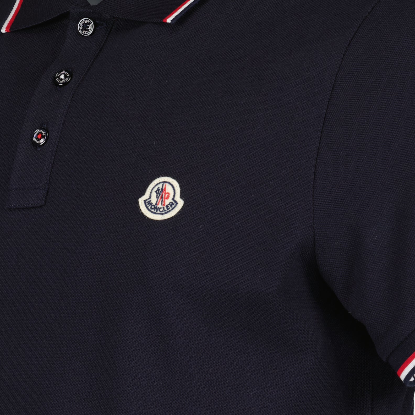 Polos Polo à logo et liseré Moncler Bleu foncé Homme