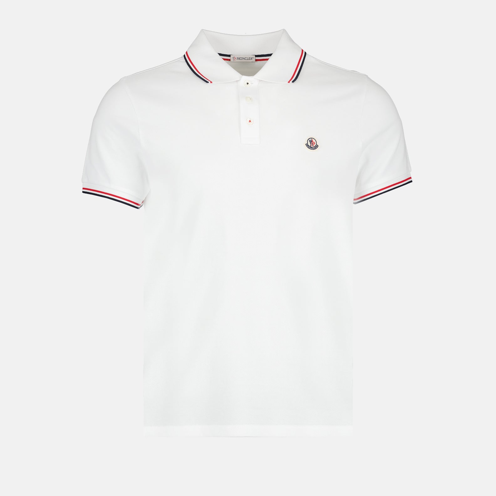 Polos Polo à logo et liseré Moncler Blanc Homme