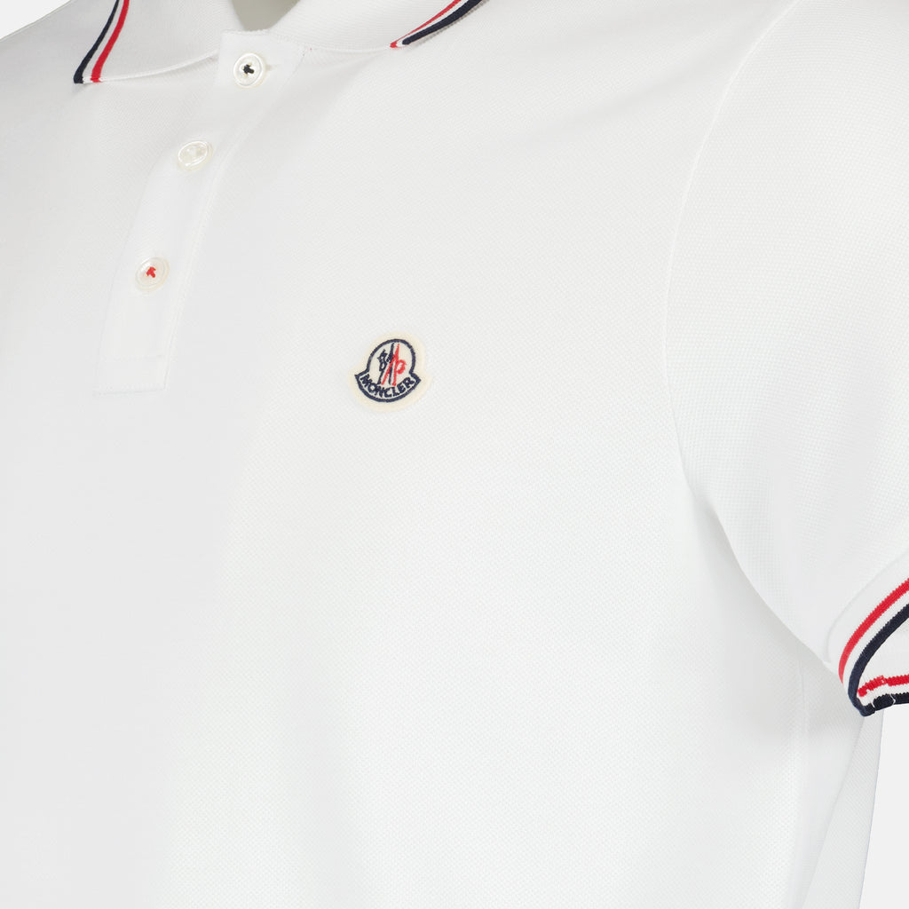 Polos Polo com Logo e Aviso Moncler Branco Homme