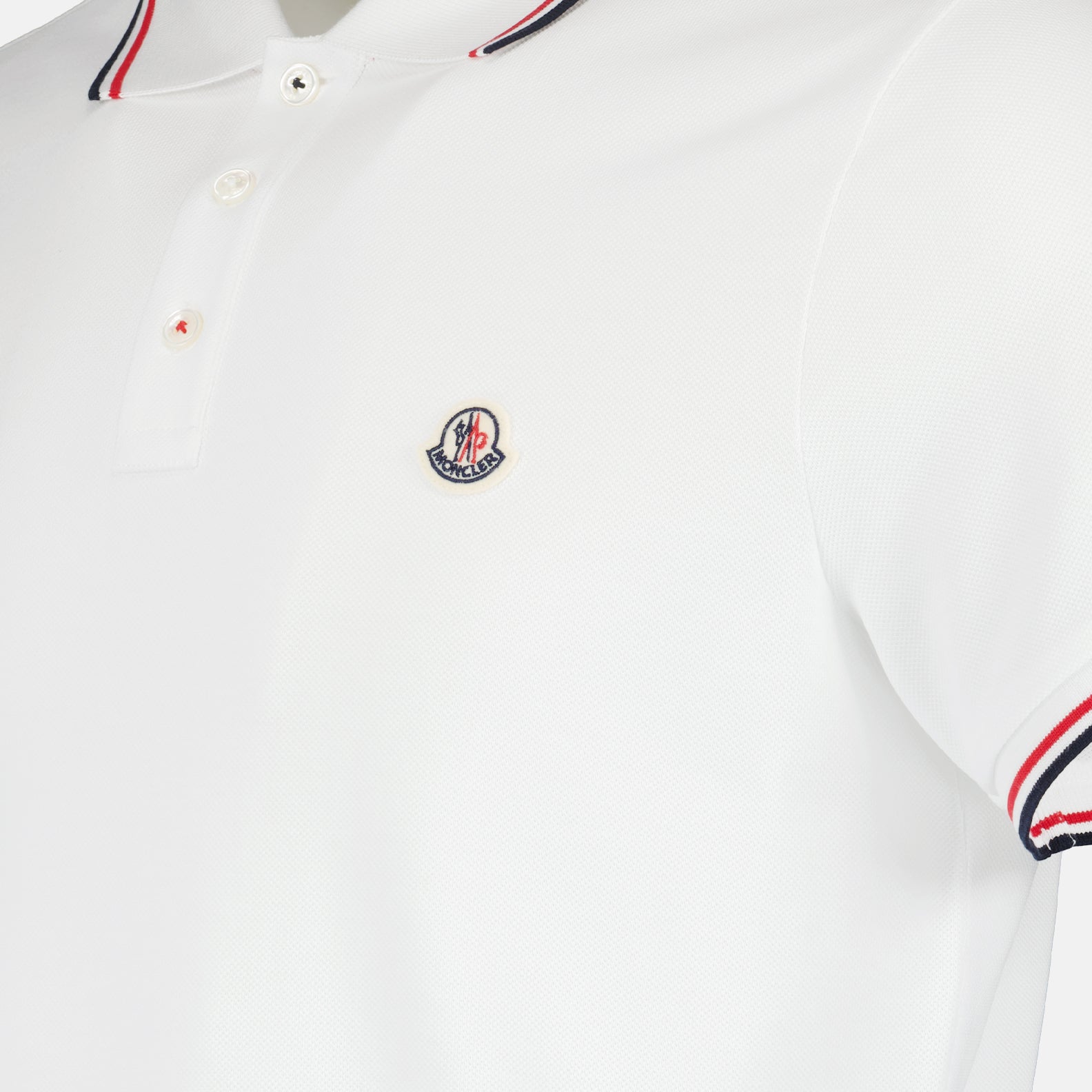 Polos Polo à logo et liseré Moncler Blanc Homme