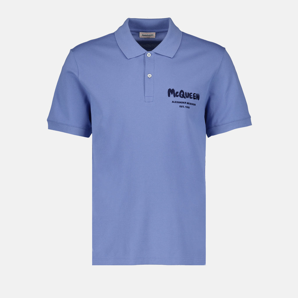 Polos Polo Graffiti Alexander McQueen Bleu Homme