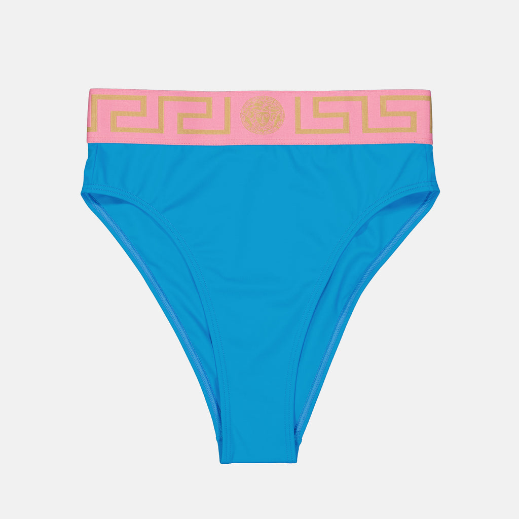 Beachwear Culotte de bain à bordures Greca Versace Bleu Femme