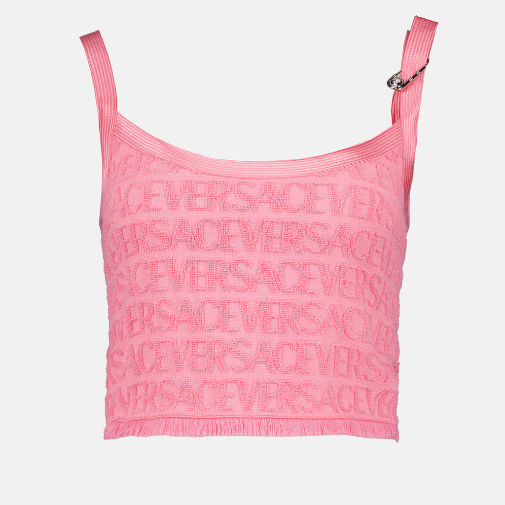 Tops Versace Allover terry top Versace Pink Women
