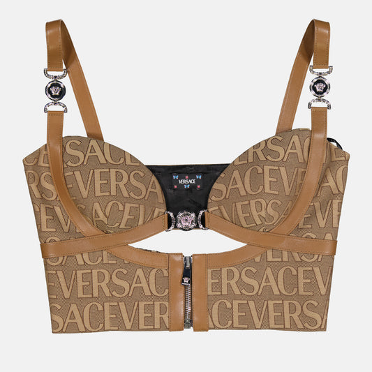 Versace Allover Strapless Top