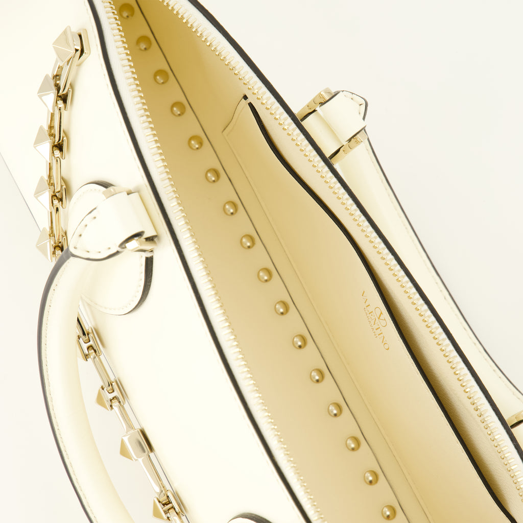 Sacs à main et épaule Borsa Rockstud East-West Bianca Valentino Garavani Blanc Femme