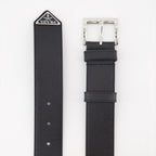 Belts Triangle Logo Saffiano Belt Prada Black Man