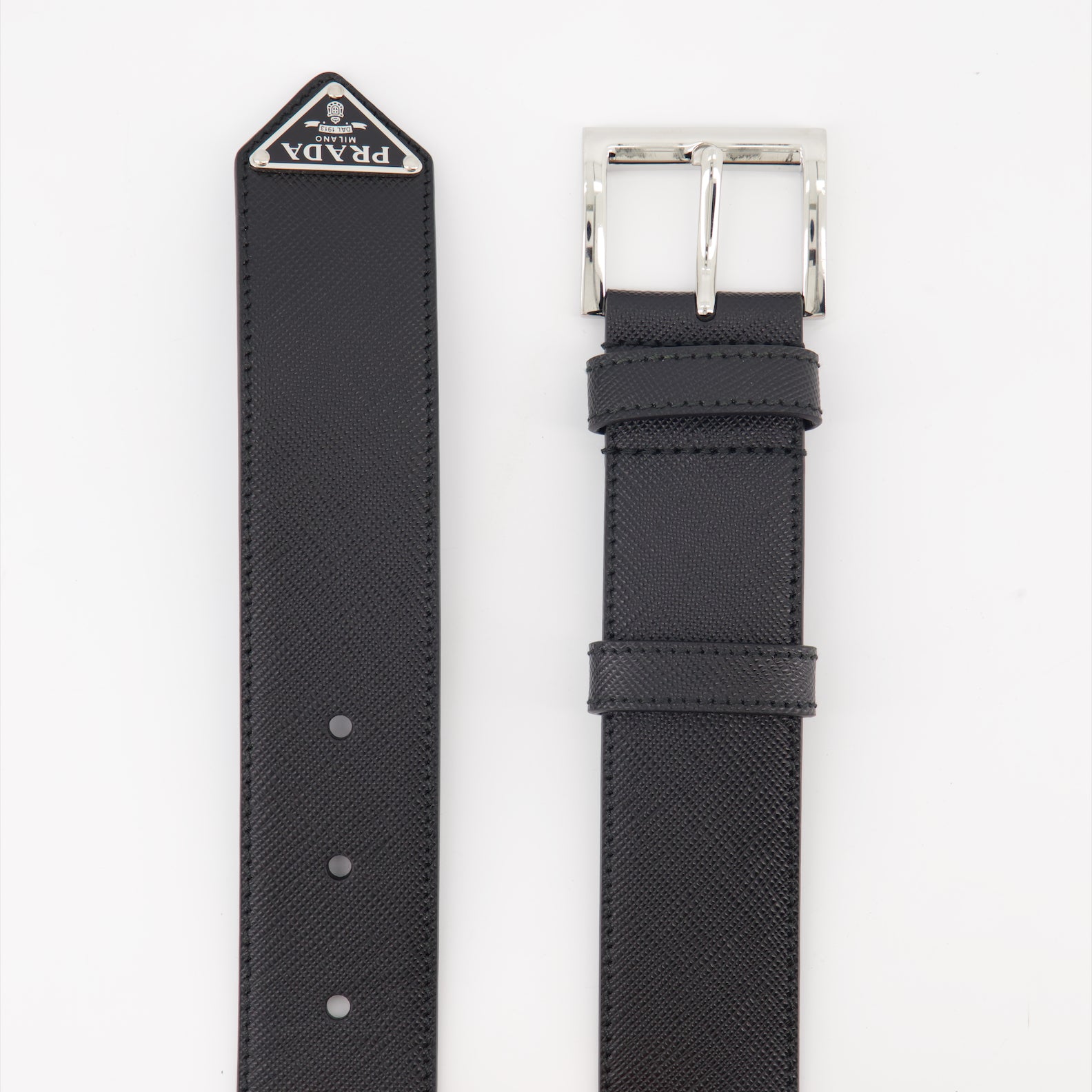 Belts Triangle Logo Saffiano Belt Prada Black Man