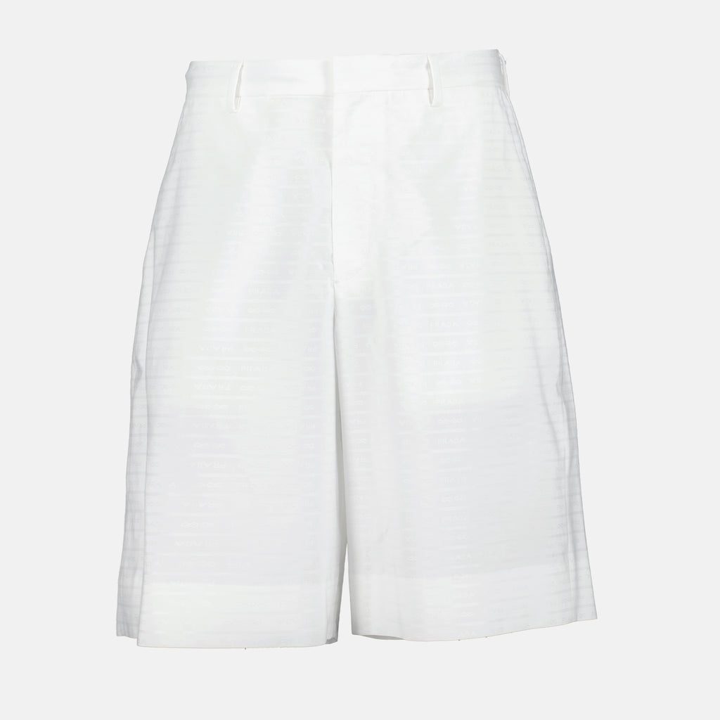 Shorts Bermuda en popeline Prada Blanc Homme
