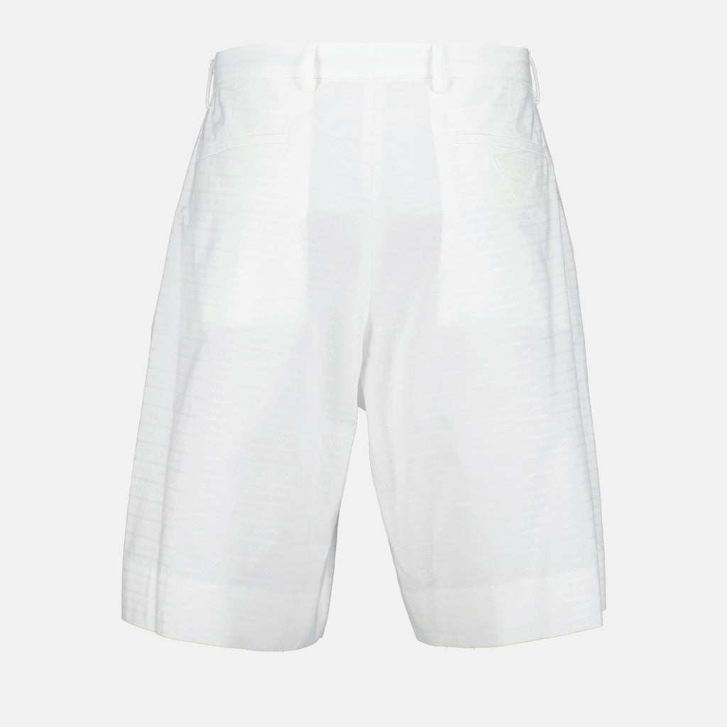 Shorts Bermuda en popeline Prada Blanc Homme