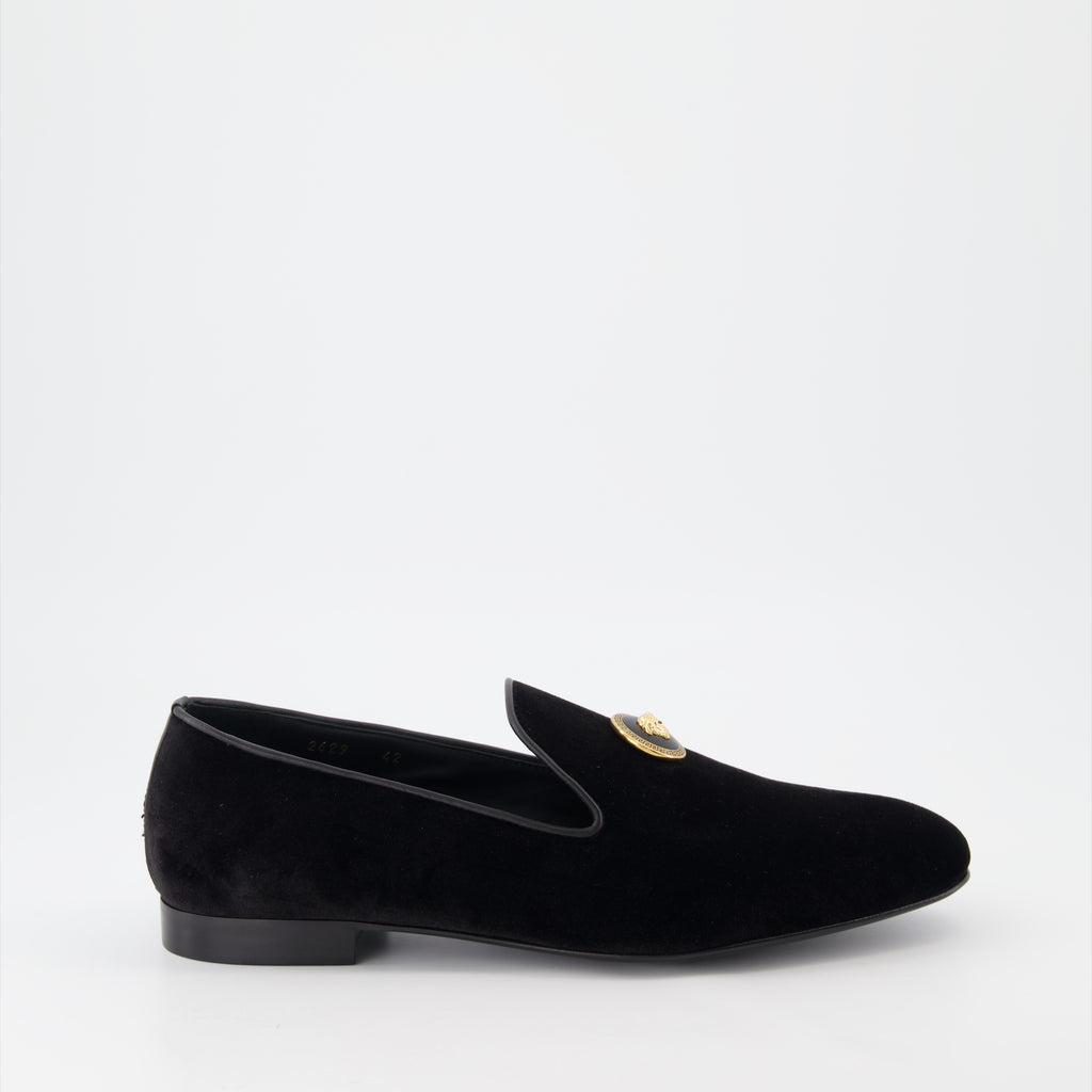 Loafer Mocassins en velours Versace Schwarz Homme