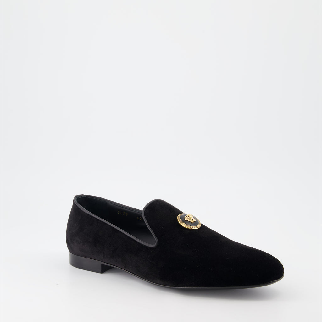Loafer Mocassins en velours Versace Schwarz Homme