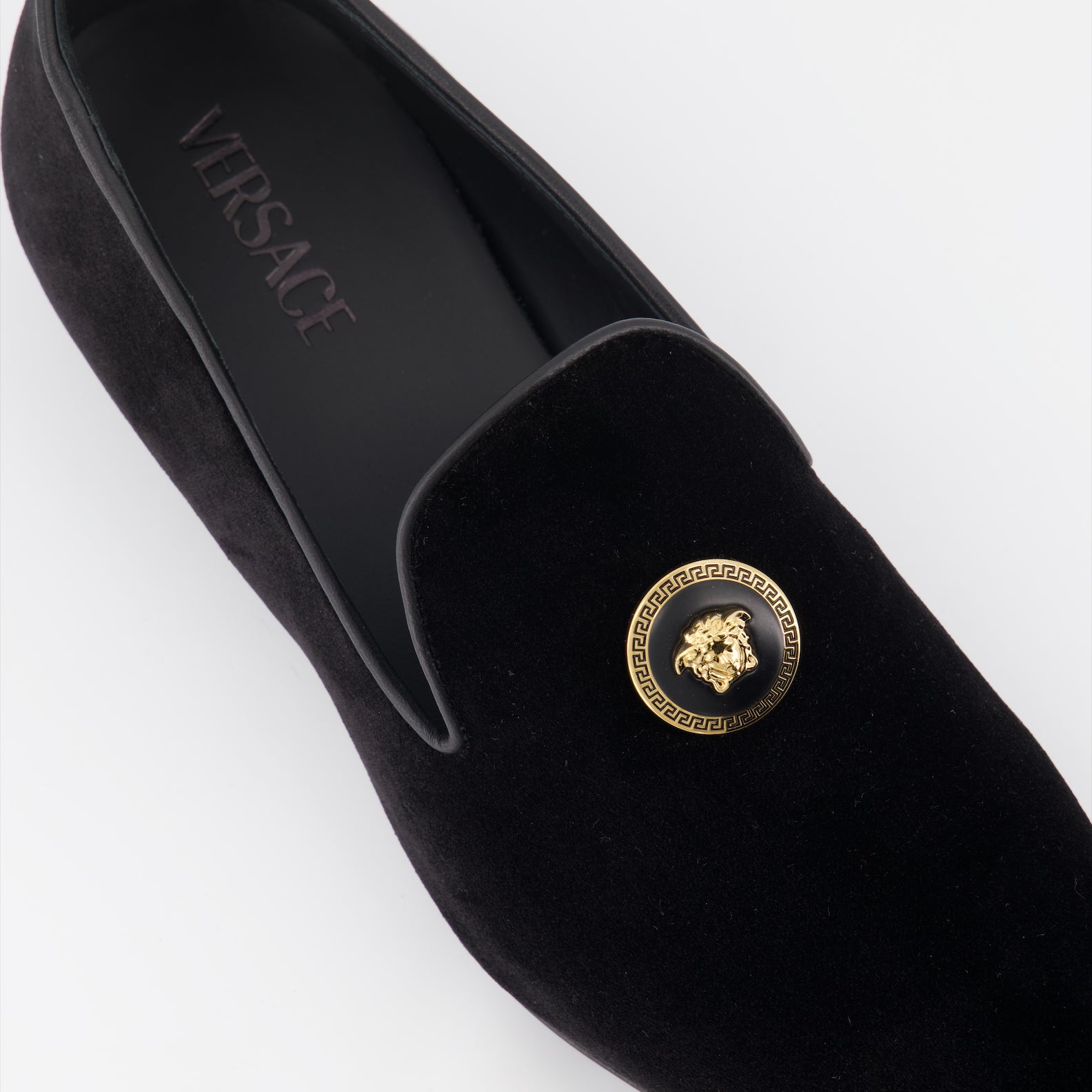 Loafer Mocassins en velours Versace Schwarz Homme