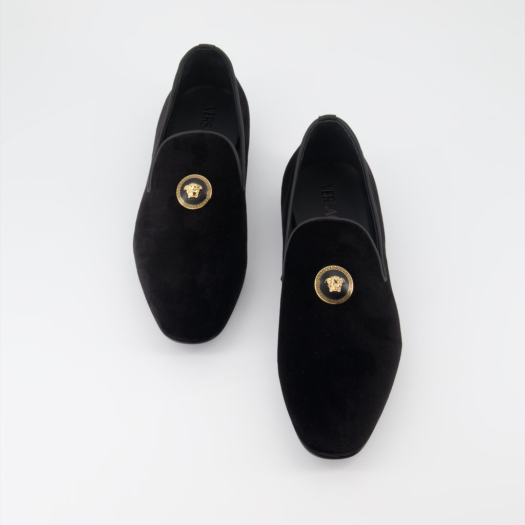 Loafer Mocassins en velours Versace Schwarz Homme