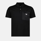 Polos Polo bi-matière Prada Preto Homme