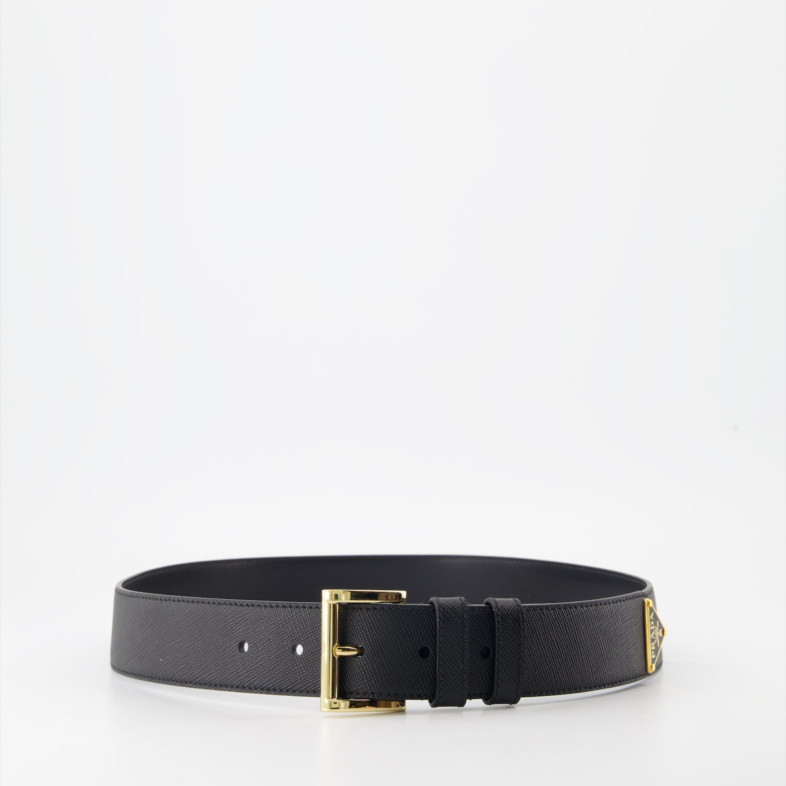 Belts Triangle Logo Saffiano Belt Prada Black Women