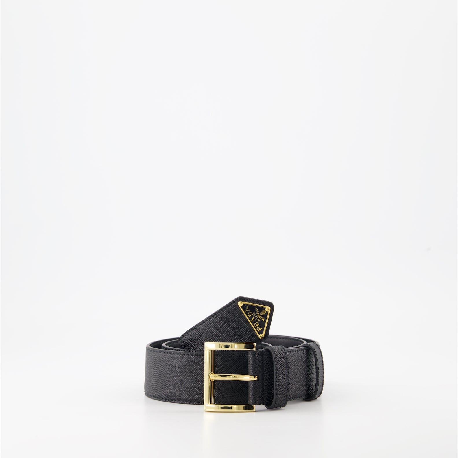 Belts Triangle Logo Saffiano Belt Prada Black Women