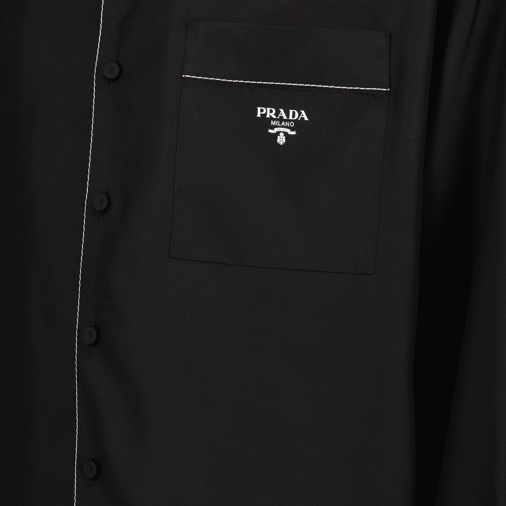 Camisas Camisa de Seda Prada Preto Homme