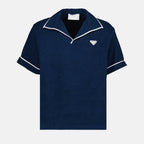 Polo Polo en coton éponge Prada Blu scuro Homme