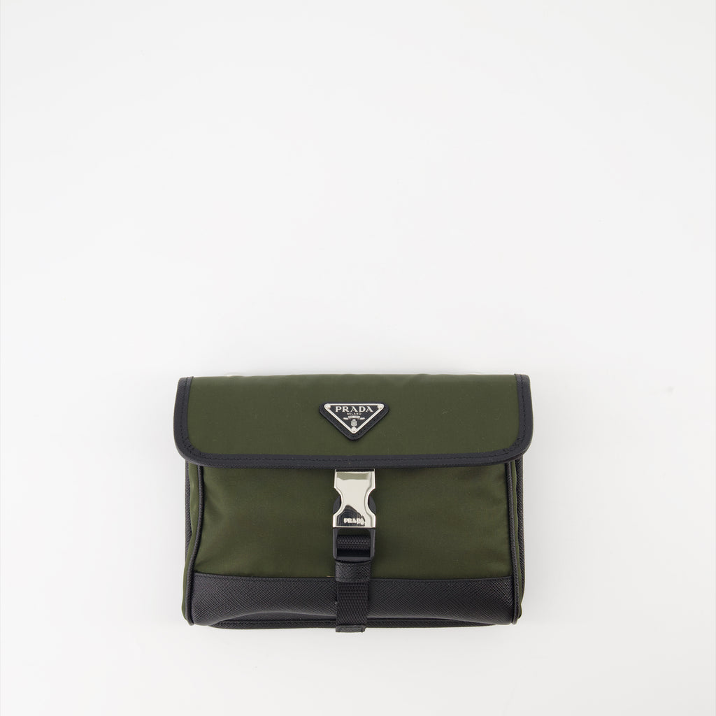Bolsas transversais Pochette en Re-Nylon et cuir Saffiano Prada Verde Homme