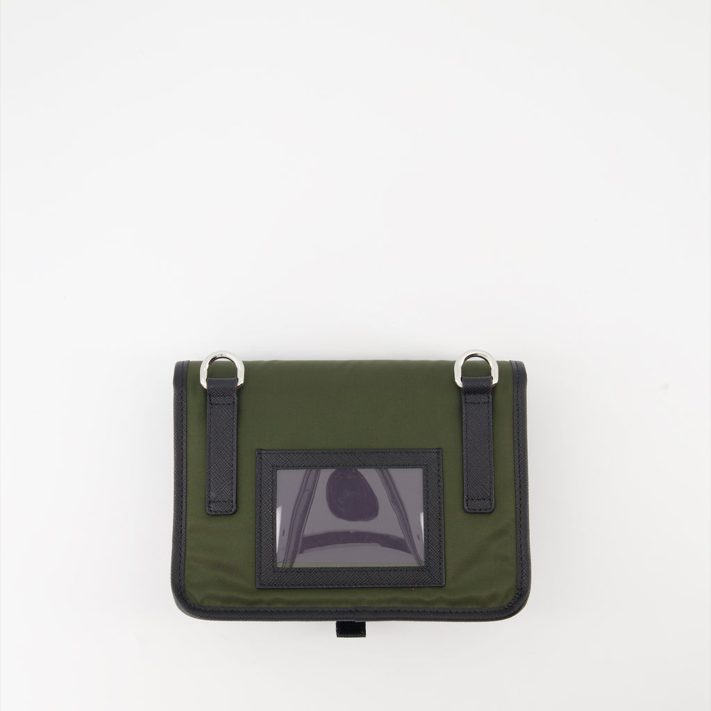 Bolsas transversais Pochette en Re-Nylon et cuir Saffiano Prada Verde Homme