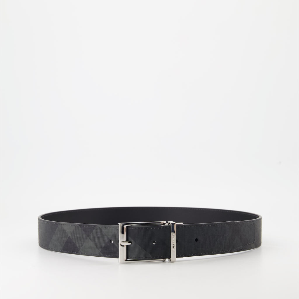 Cintos Ceinture à carreaux réversible Burberry Preto Homme