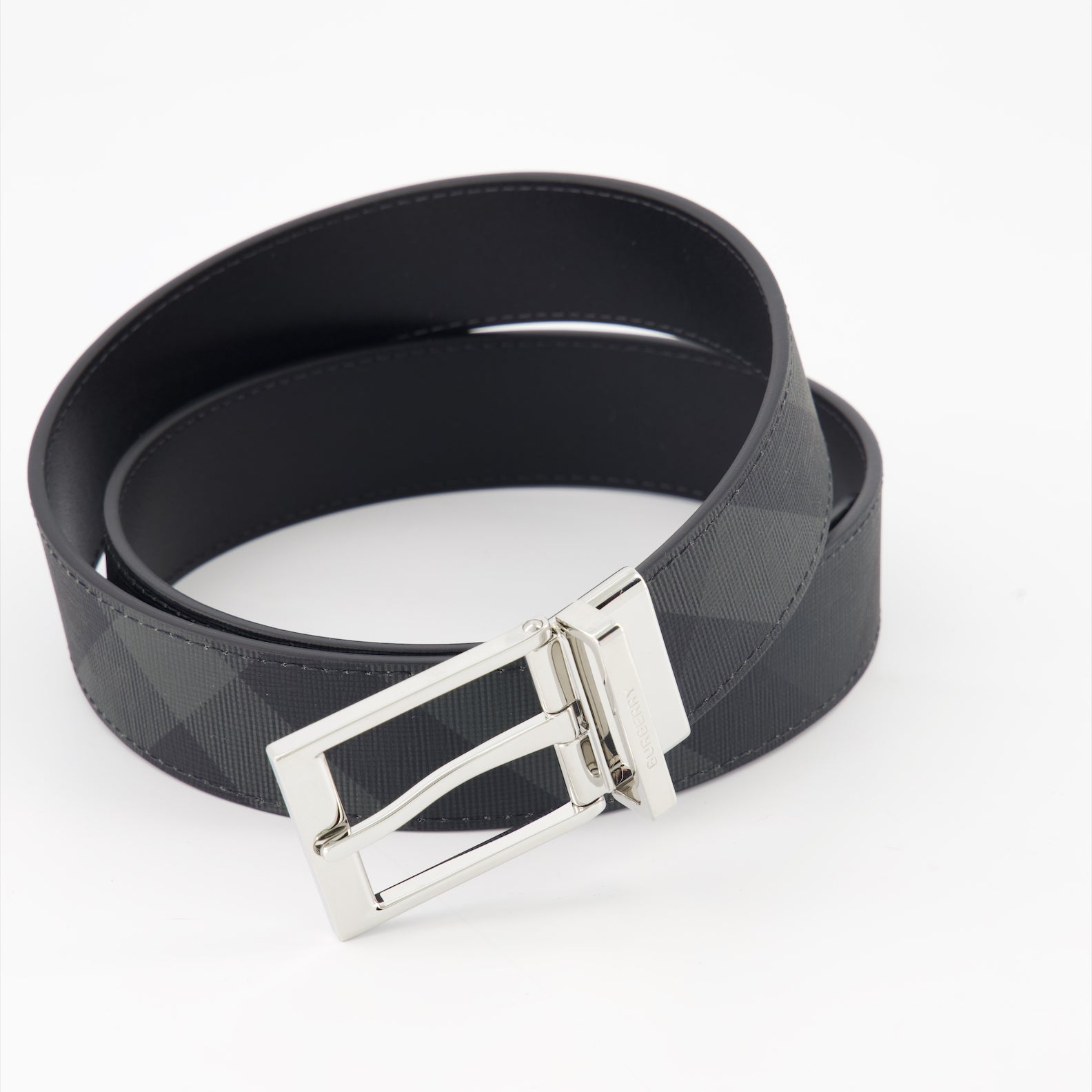 Ceintures Ceinture à carreaux réversible Burberry Noir Homme