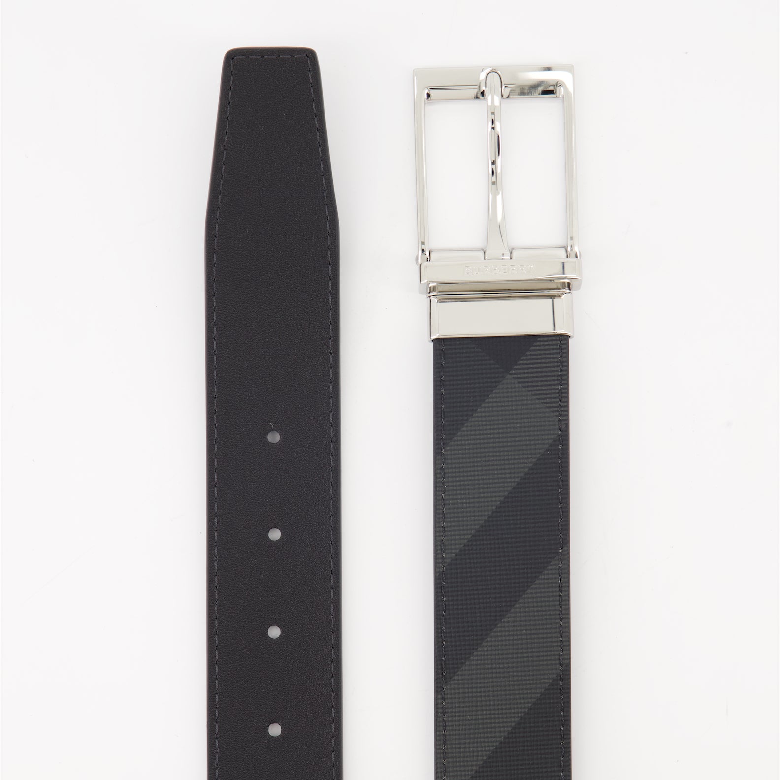 Ceintures Ceinture à carreaux réversible Burberry Noir Homme