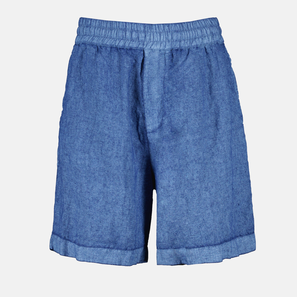 Shorts Short en lin Cavalier Burberry Blu Homme