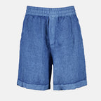 Shorts Short en lin Cavalier Burberry Blu Homme